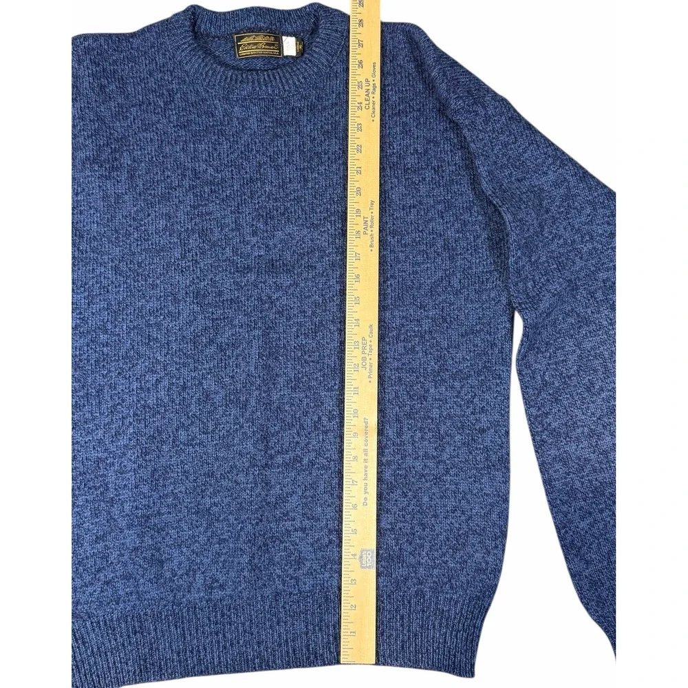 Vintage Eddie Bauer Wool Sweater Mens XL Tall Blue Made in USA Crewneck Kint